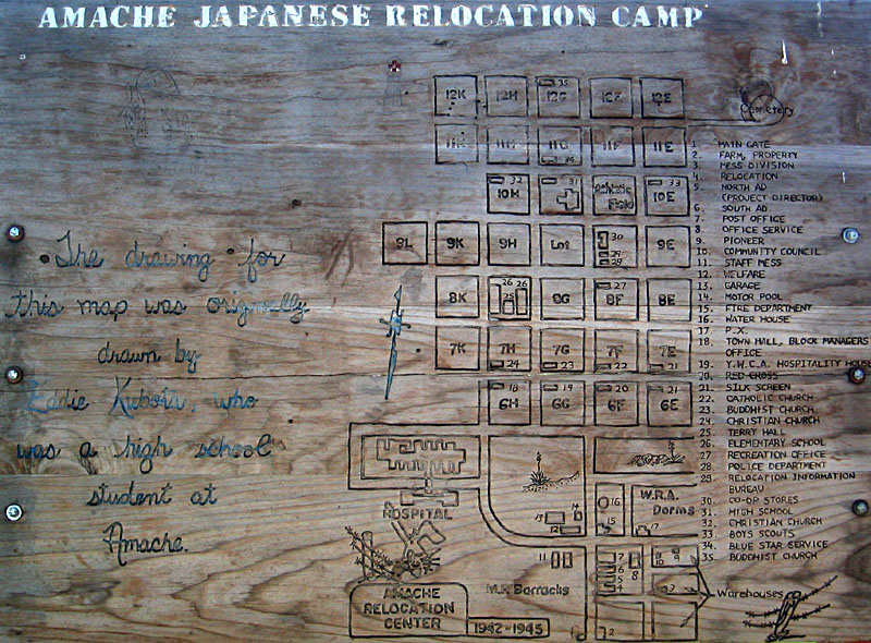 map of japanese internment camps